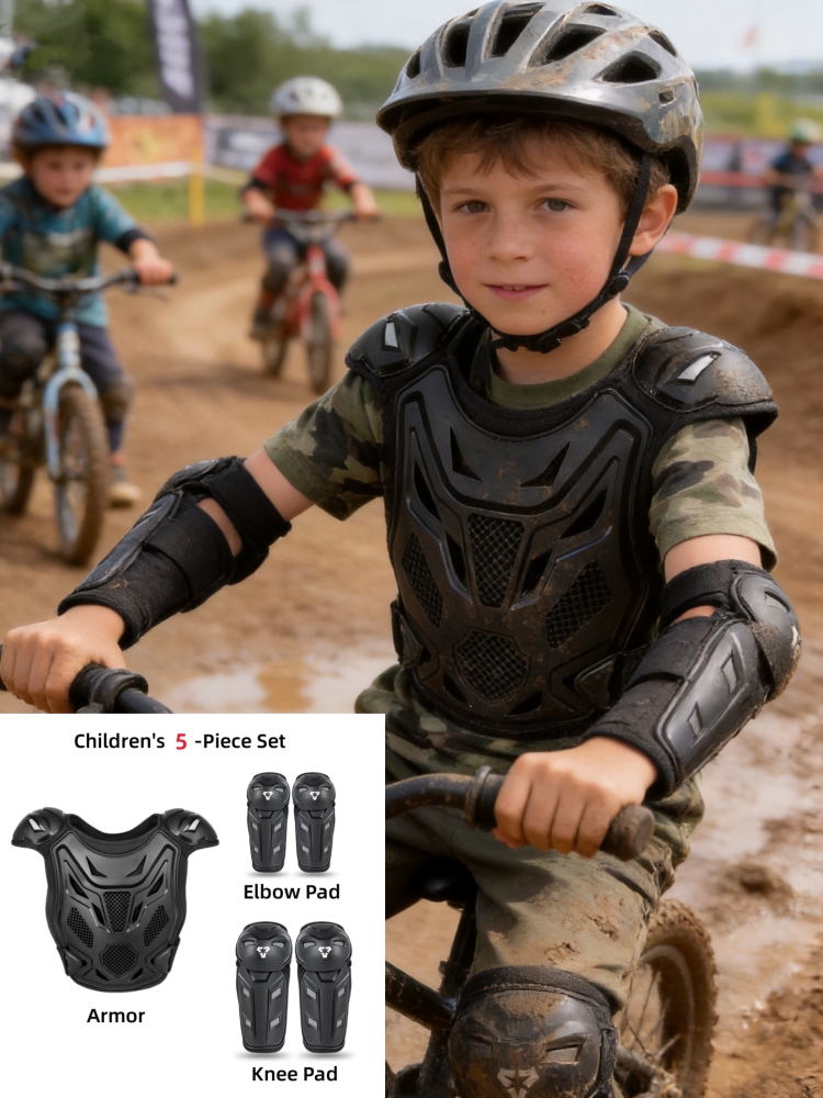 Chest Protector Armor - Kids Motorcycle Armor Vest 5Pcs Knee
